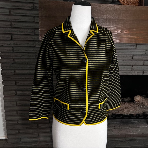 Marco Polo vintage wool black mustard yellow striped jacket - Picture 1 of 10